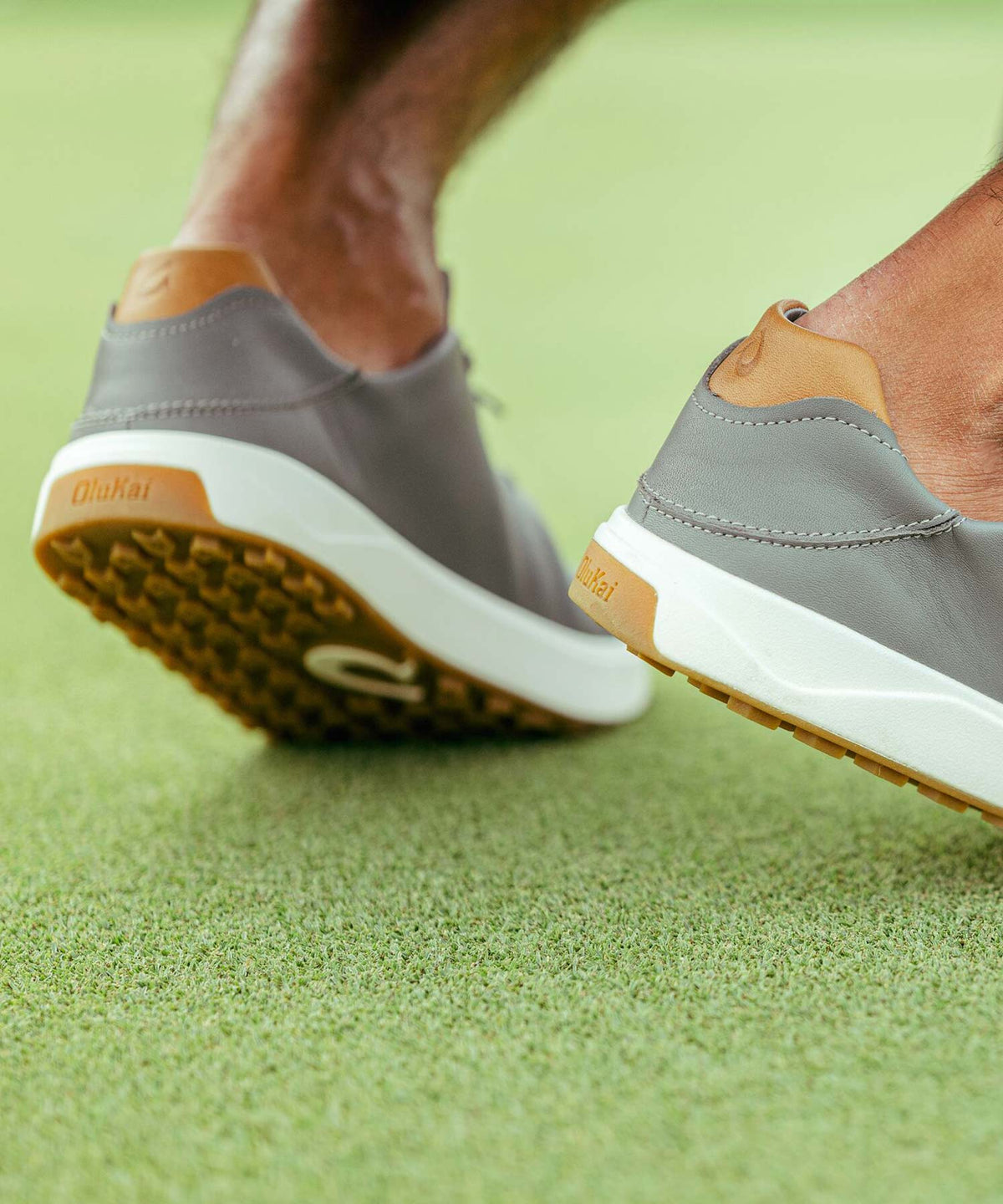 Olukai Wai Alae Leather Golf Lace Up Shoe, Men's Big & Tall