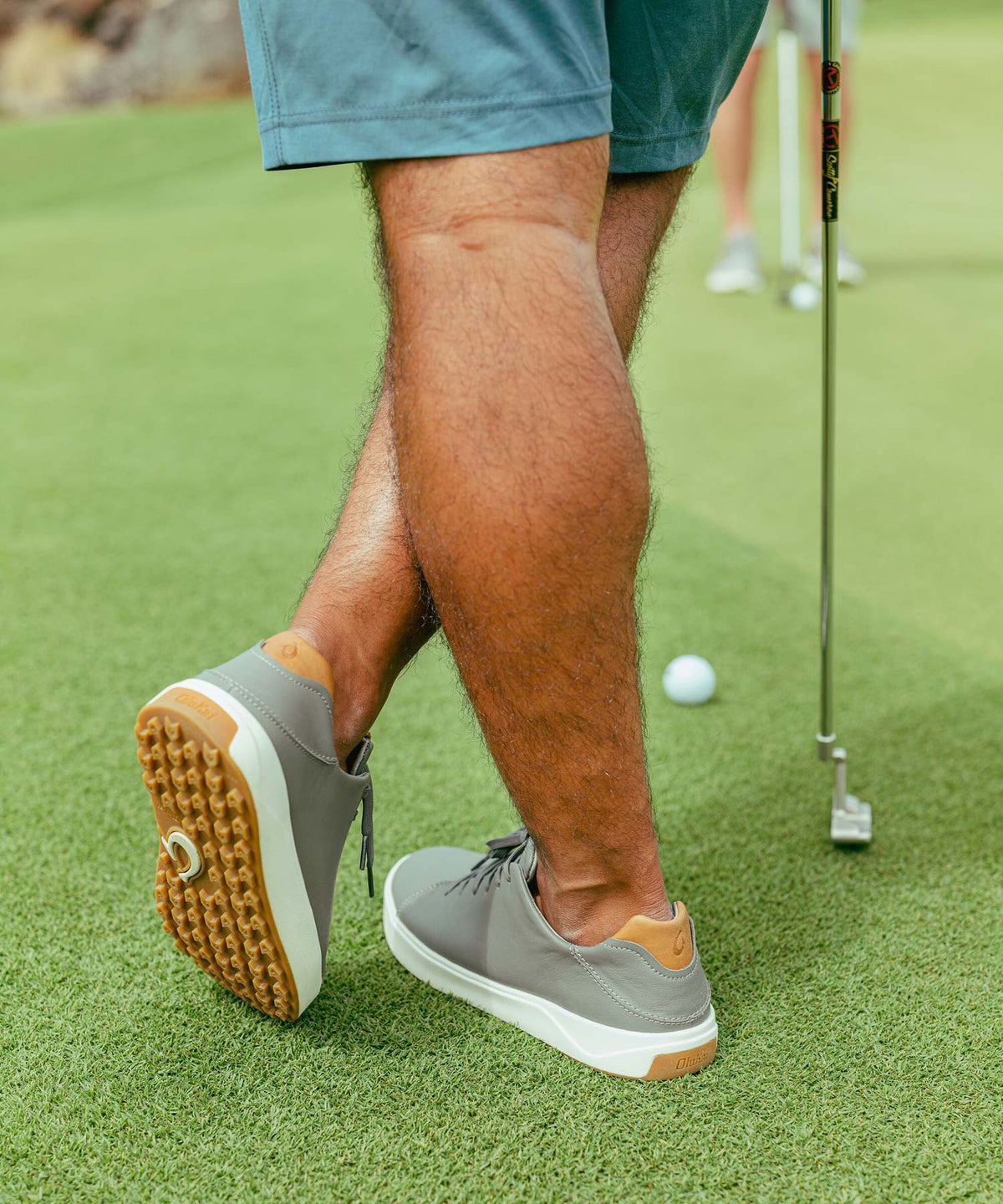 Olukai Wai Alae Leather Golf Lace Up Shoe, Men's Big & Tall