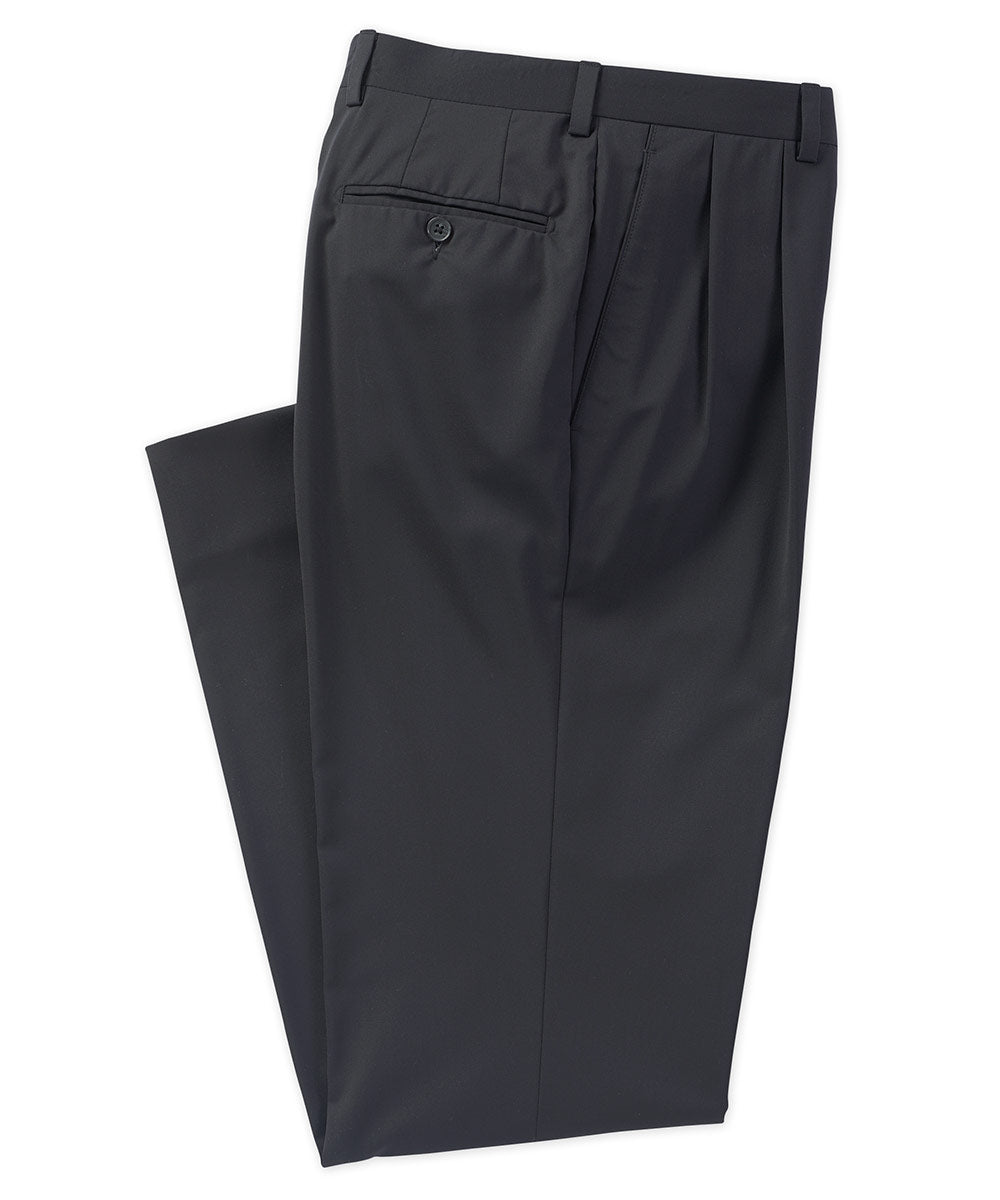 Westport Black 3Sixty5 Stretch Wool Pleated Suit Pants, Big & Tall