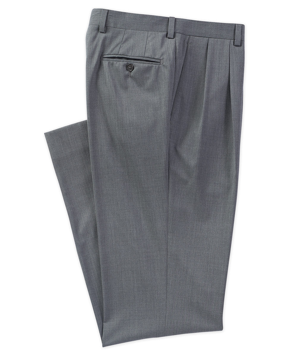 Westport Black 3Sixty5 Stretch Wool Pleated Suit Pants, Men's Big & Tall