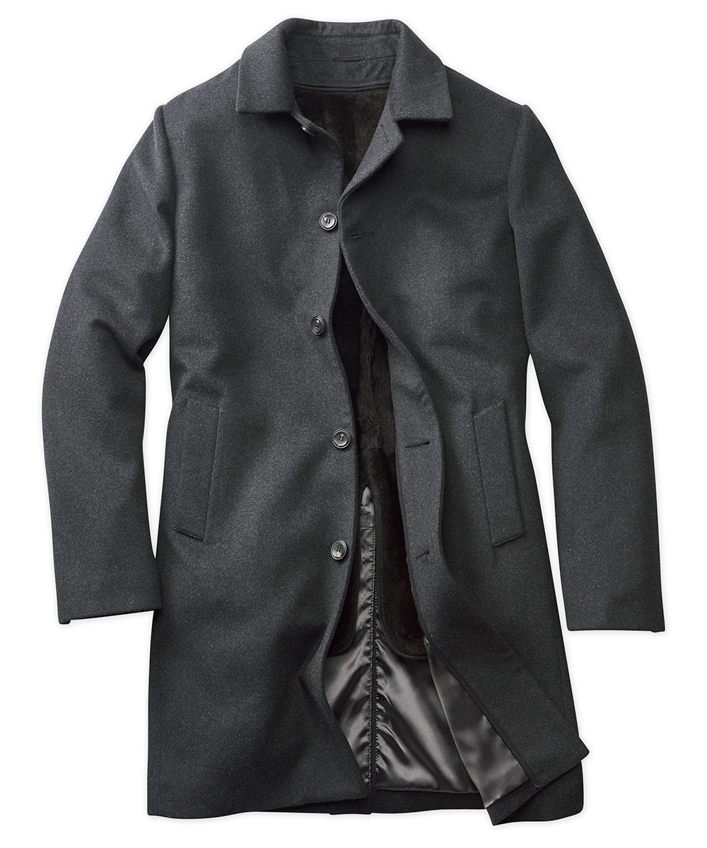 Westport Black Cashmere Overcoat with Removable Shearling Liner, Men's Big & Tall