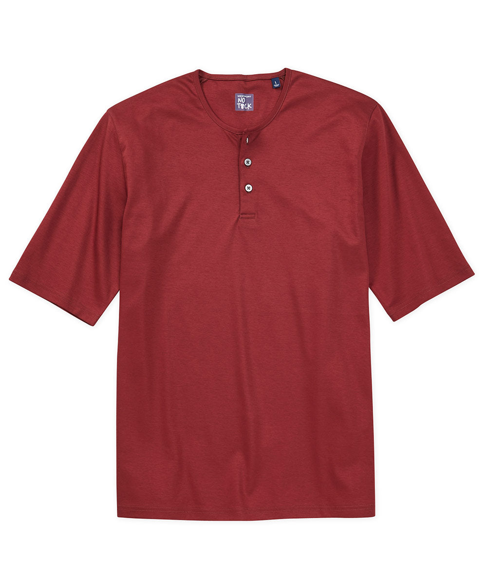 Westport No-Tuck LustreTech Stretch Cotton Short Sleeve Henley Shirt, Men's Big & Tall