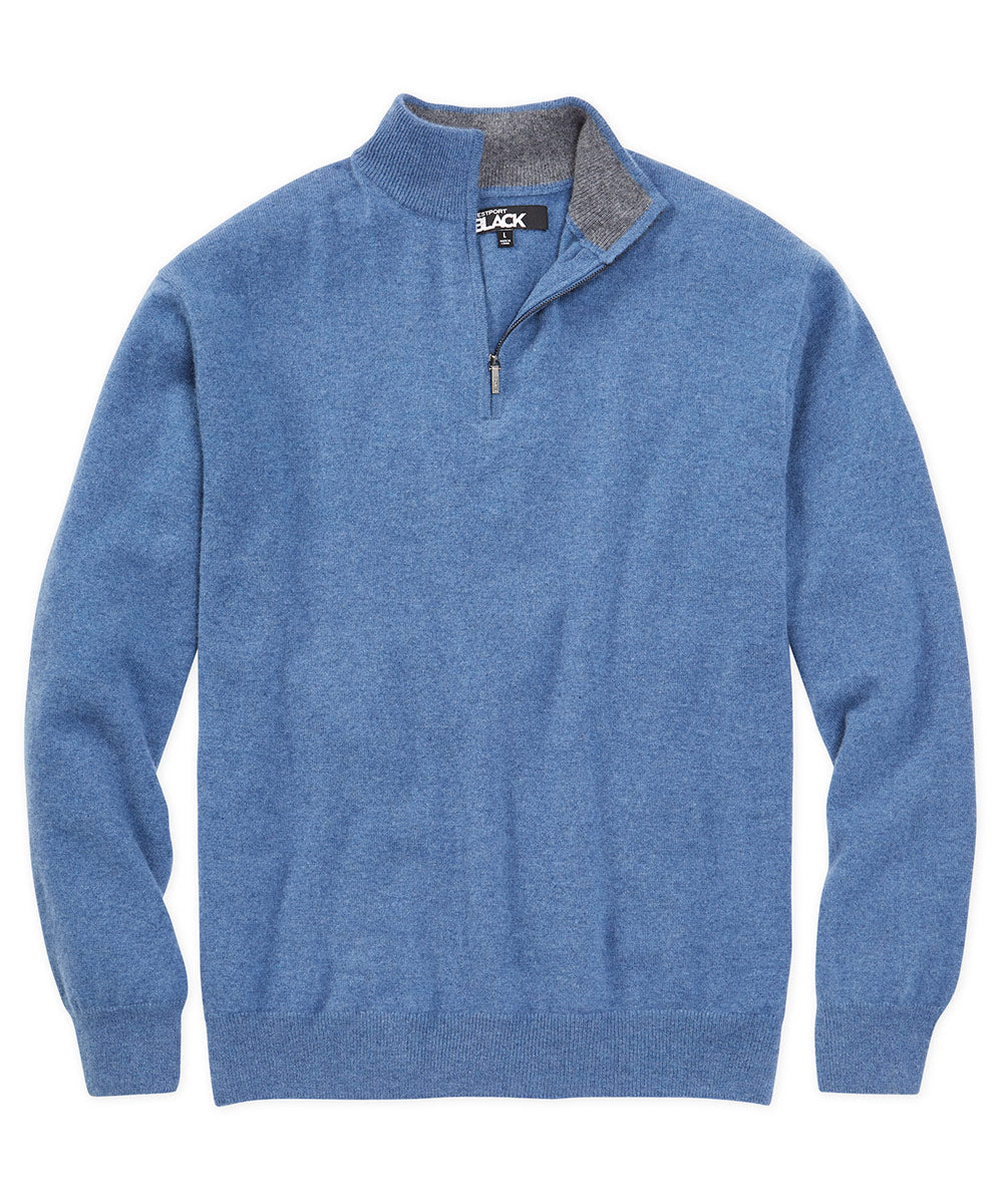Westport Black Cashmere Quarter-Zip Sweater, Men's Big & Tall