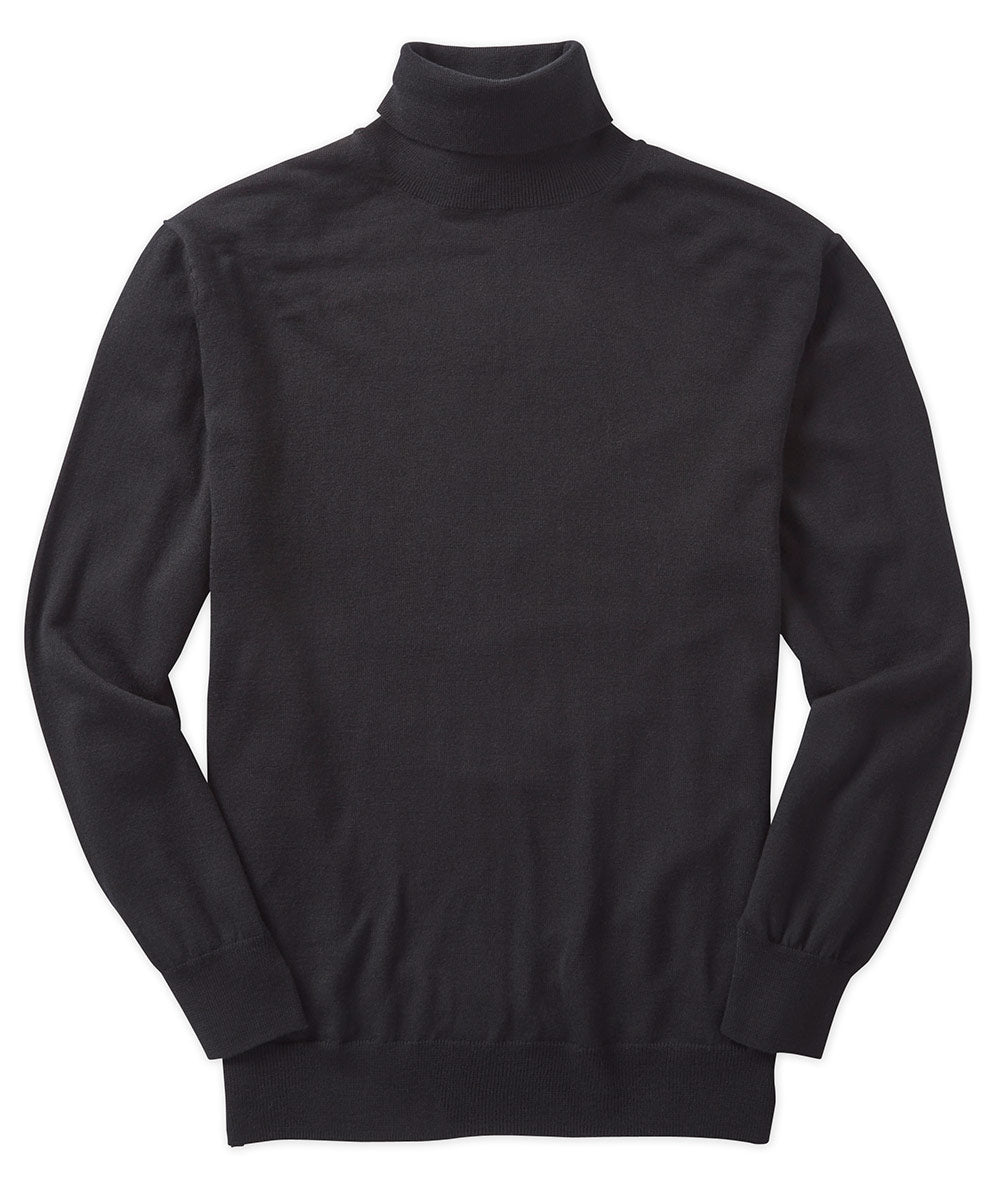 Westport Black Merino Wool Turtleneck Sweater, Men's Big & Tall