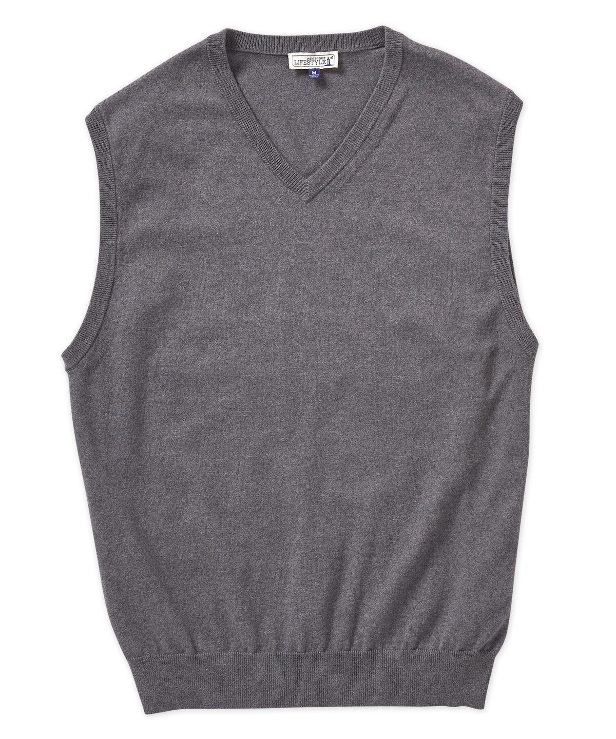 Westport Lifestyle Cotton Stretch V-Neck Sweater Vest, Men's Big & Tall