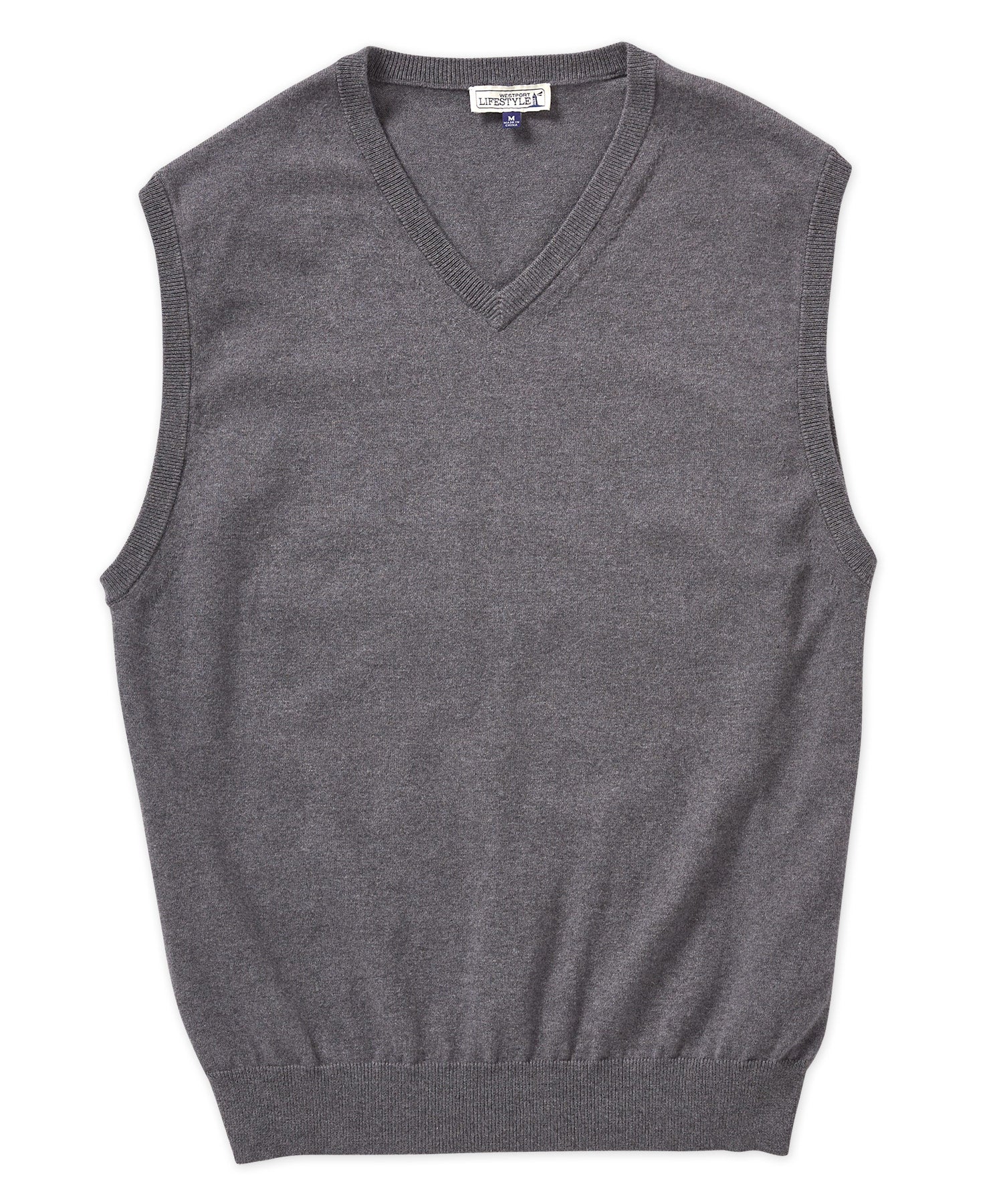 Westport Lifestyle Cotton Stretch V-Neck Sweater Vest, Men's Big & Tall