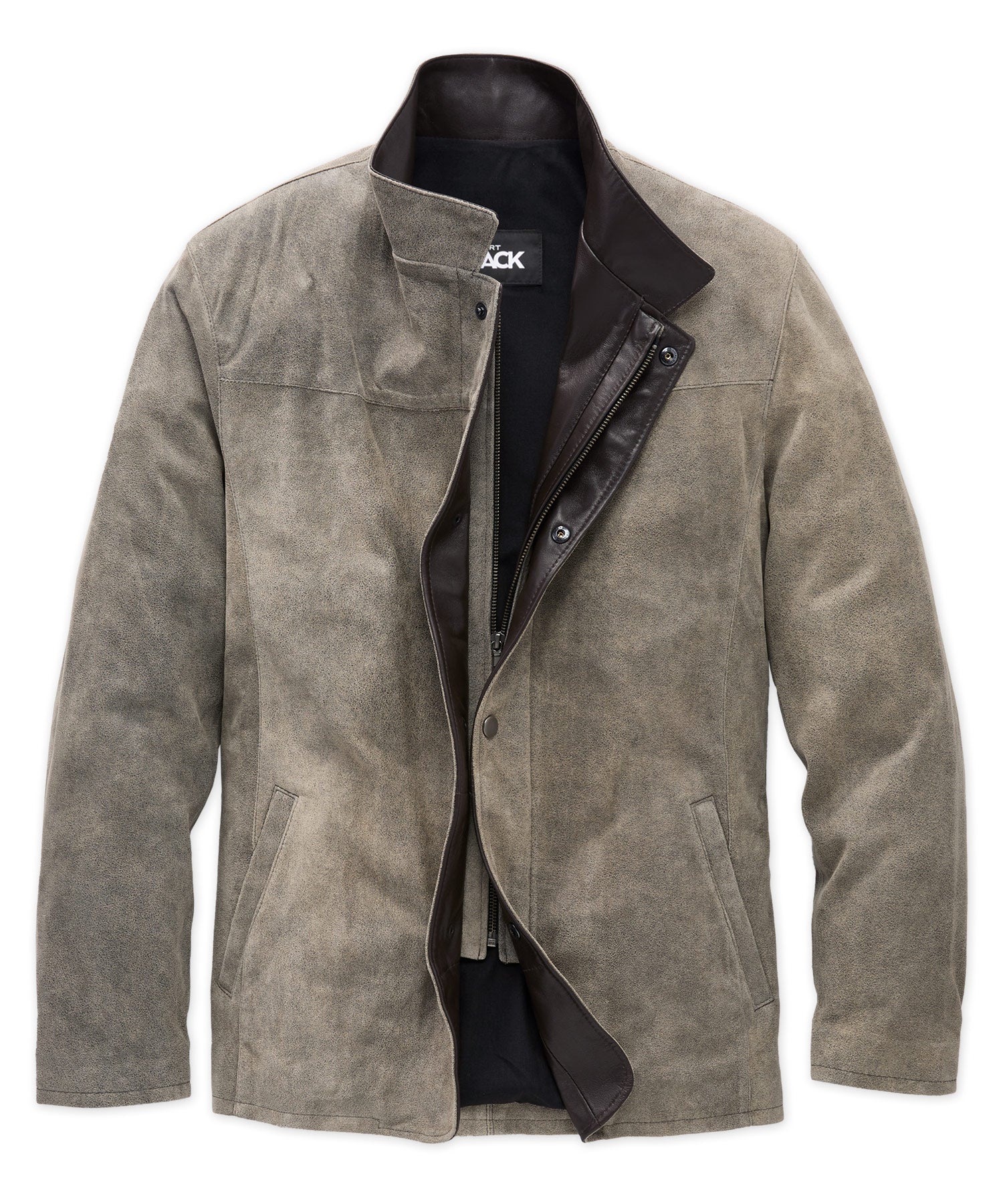 Westport Black Distressed Italian Suede Jacket with Leather Trim, Men's Big & Tall