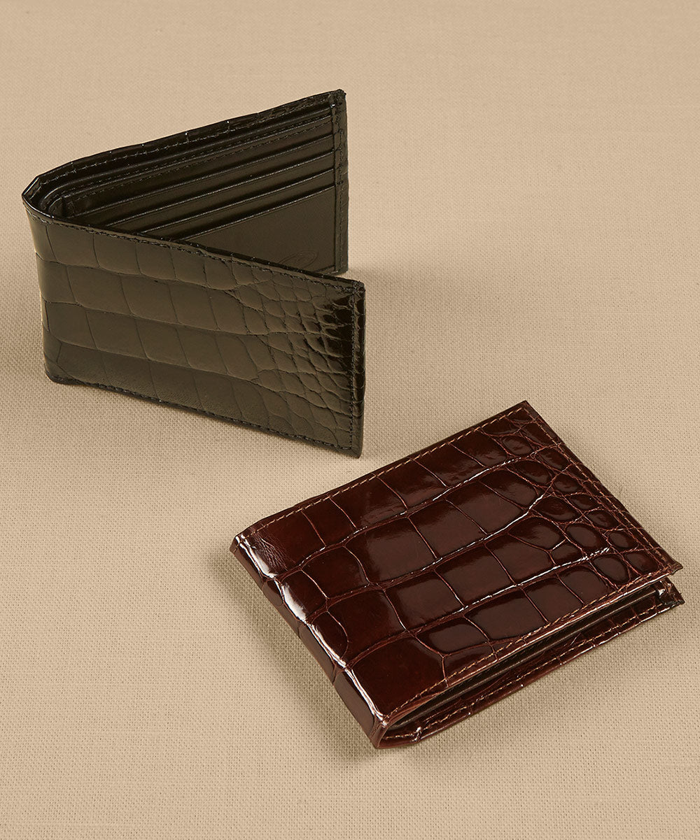Torino Genuine Alligator Leather Flat Fold Wallet, Men's Big & Tall