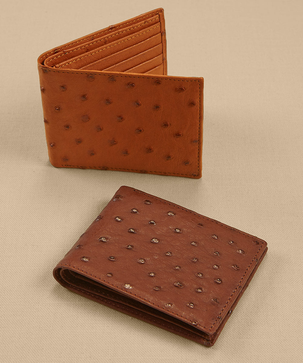 Torino Genuine Ostrich Leather Billfold Wallet, Men's Big & Tall