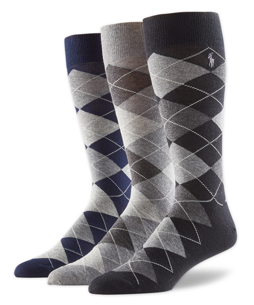 Polo Ralph Lauren Assorted Classic Color Argyle Socks (3-Pack), Men's Big & Tall