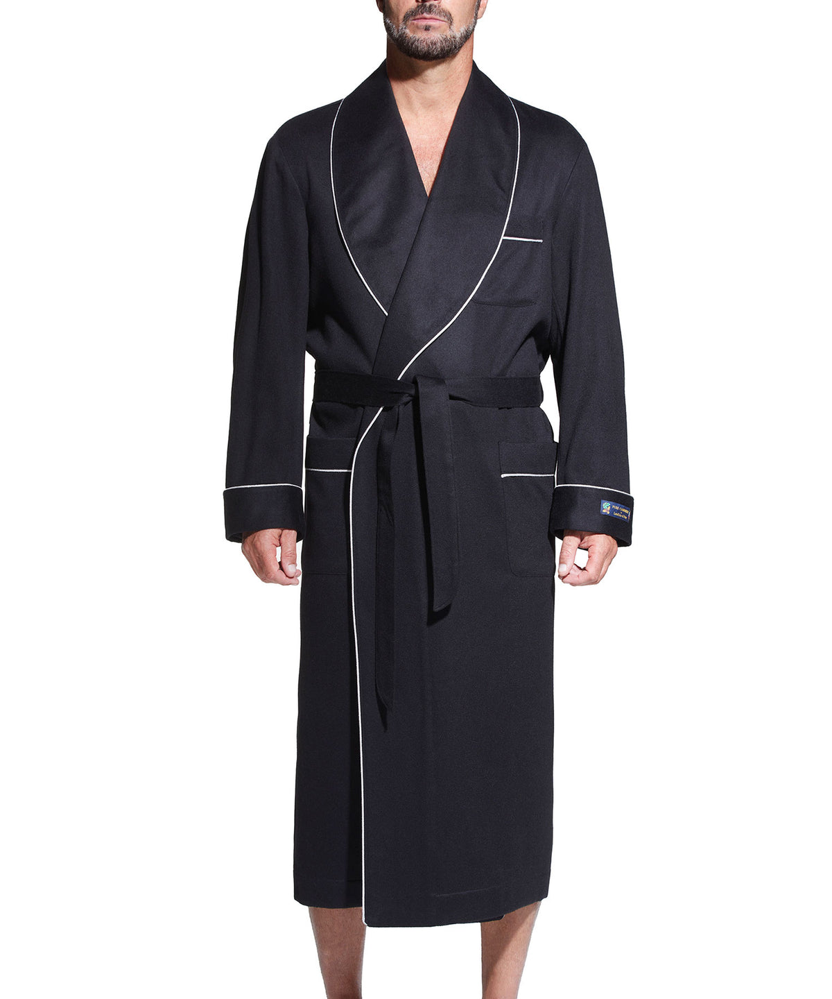 Westport Black Made-to-Order Customizable Cashmere Shawl Robe