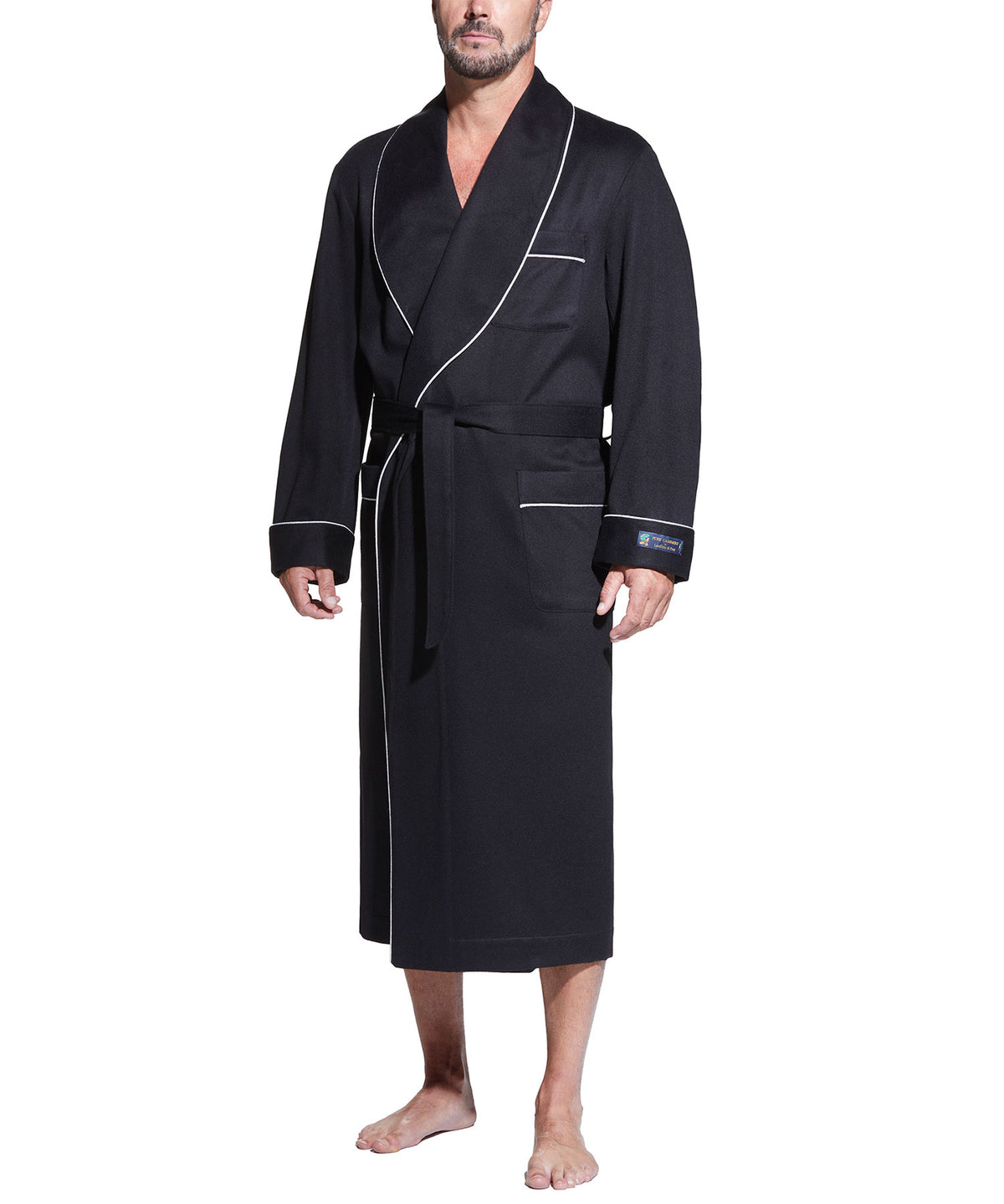 Westport Black Made-to-Order Customizable Cashmere Shawl Robe, Men's Big & Tall