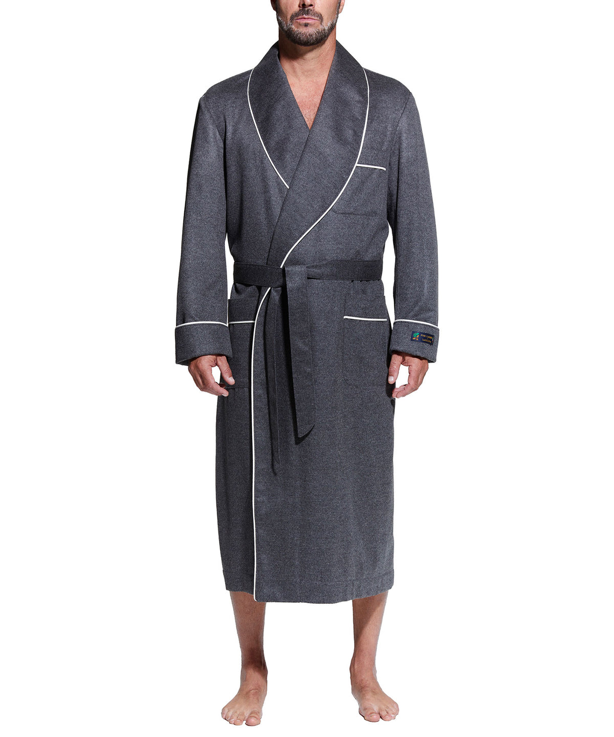 Robe châle en cachemire personnalisable noire Westport sur commande, Men's Big & Tall