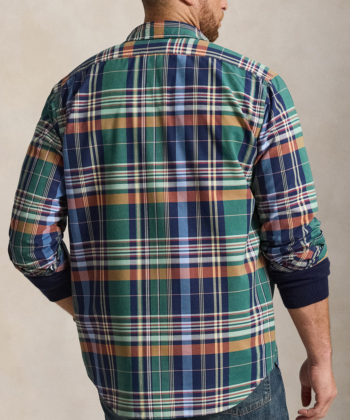 Polo Ralph Lauren Long-Sleeve Oxford Shirt - Green/Orange Multi, Men's Big & Tall