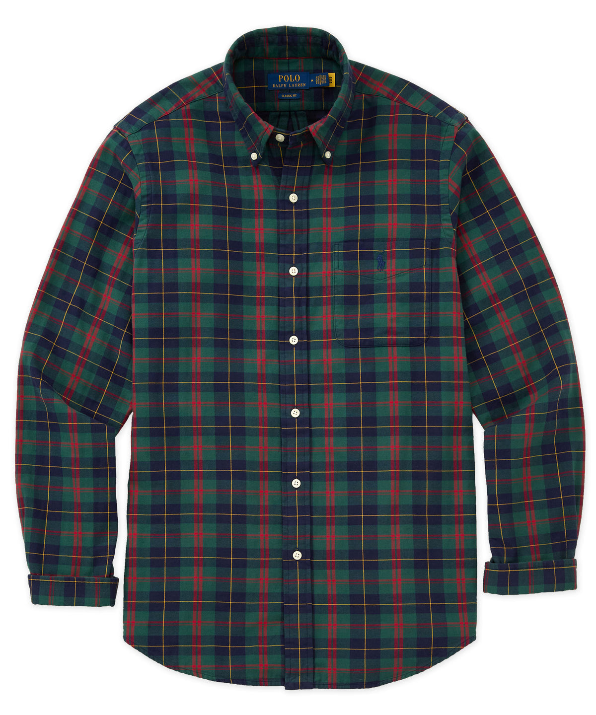 Polo Ralph Lauren Long-Sleeve Oxford Shirt - Navy/Green Multi, Men's Big & Tall