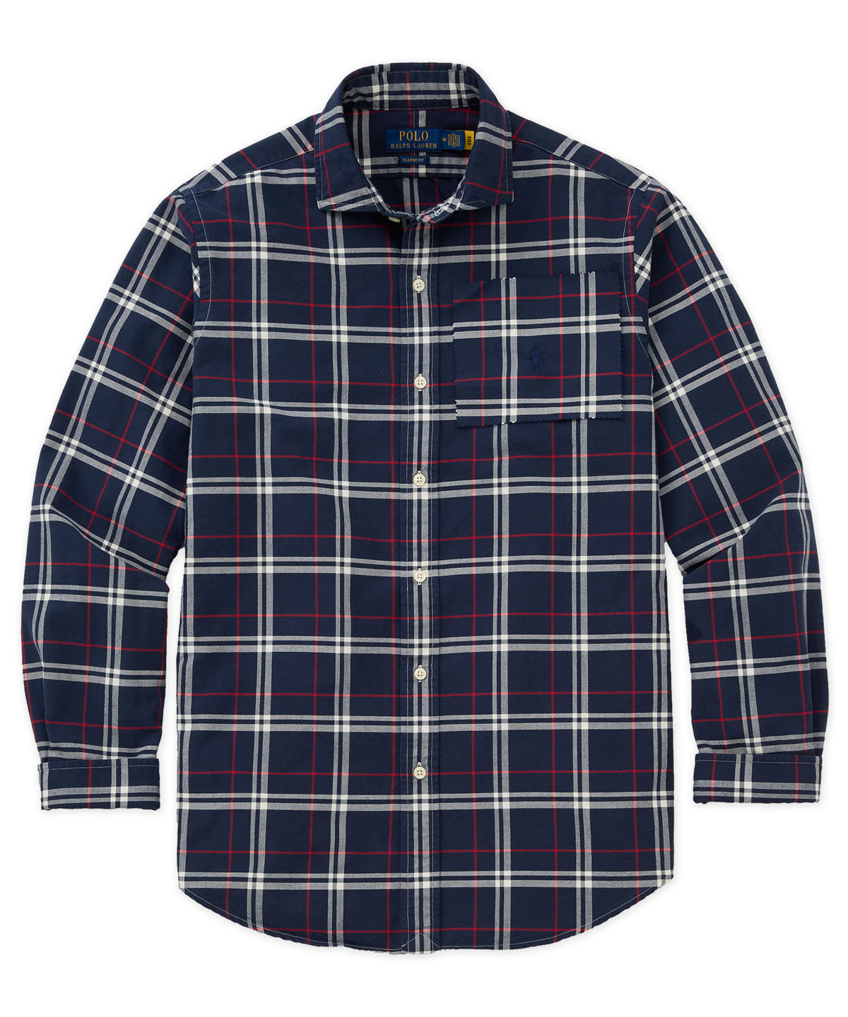 Polo Ralph Lauren Long-Sleeve Oxford Shirt - Navy/Red/White, Men's Big & Tall
