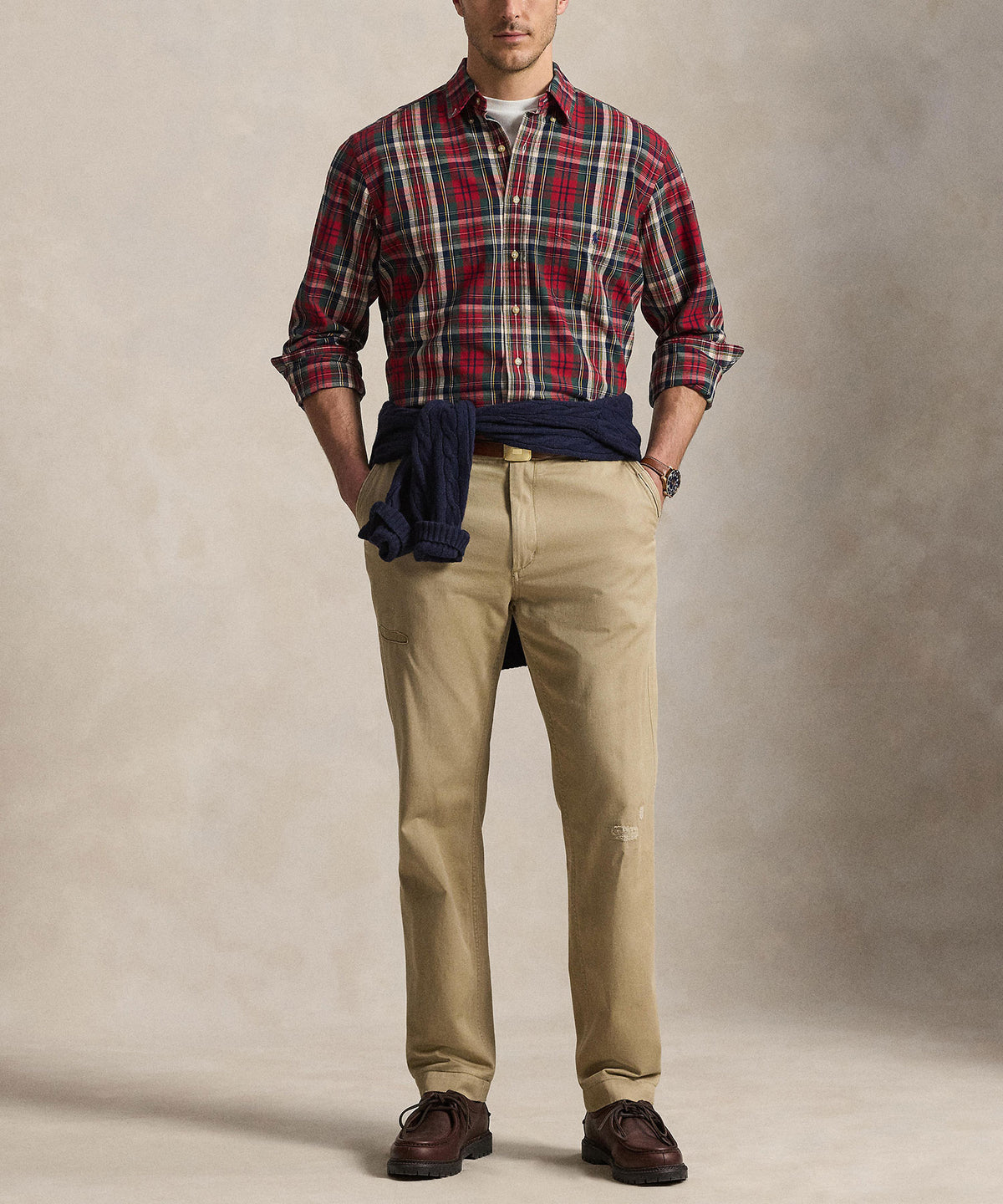 Polo Ralph Lauren Long-Sleeve Oxford Shirt - Red/Green Multi, Men's Big & Tall