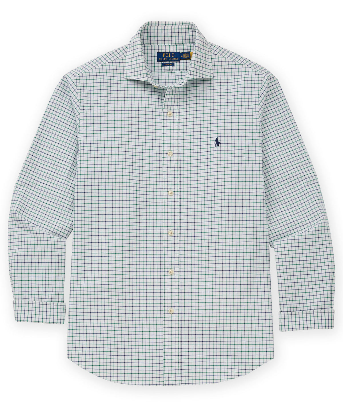 Polo Ralph Lauren Long-Sleeve Oxford Shirt - White/Green, Men's Big & Tall