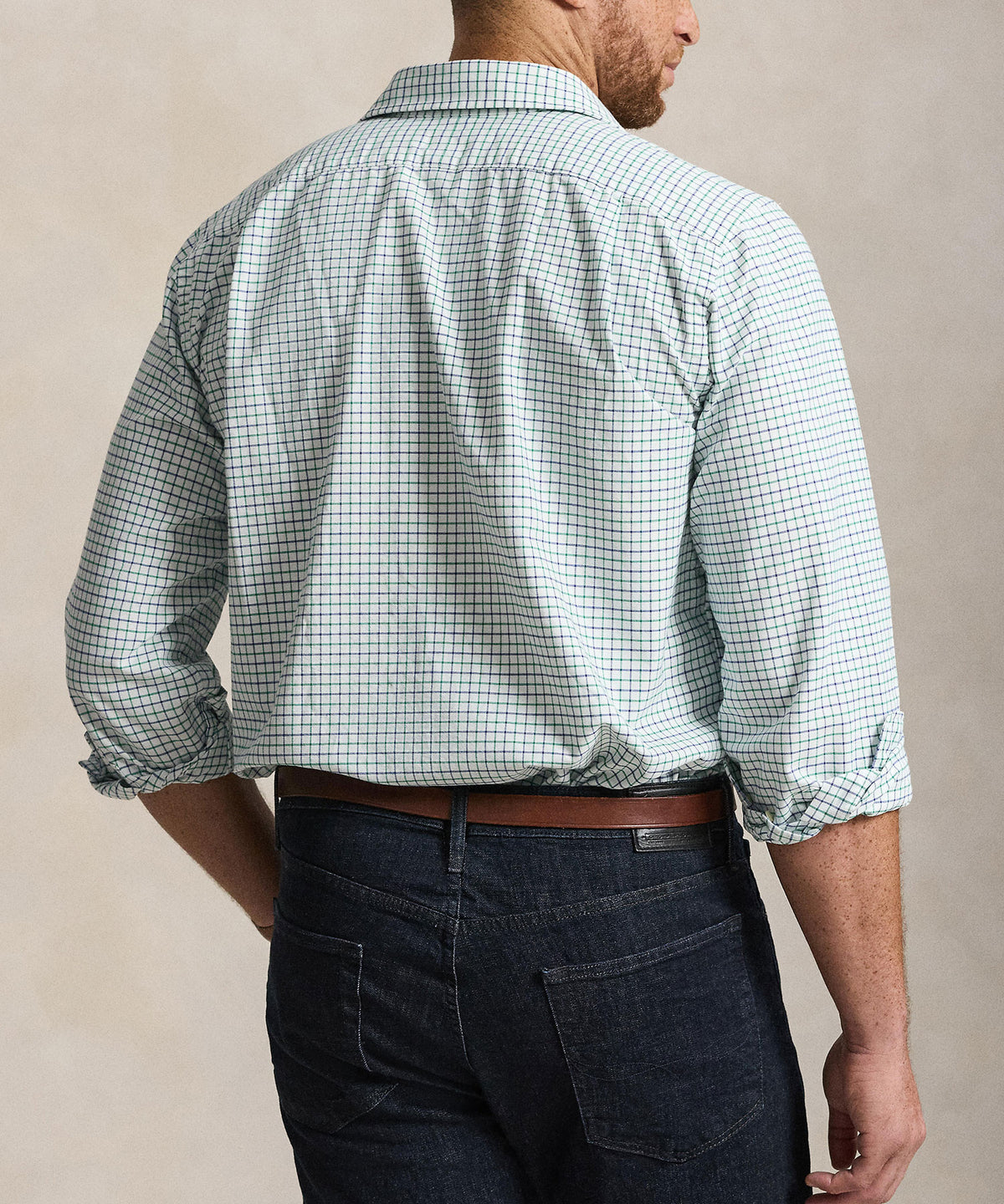 Polo Ralph Lauren Long-Sleeve Oxford Shirt - White/Green, Men's Big & Tall