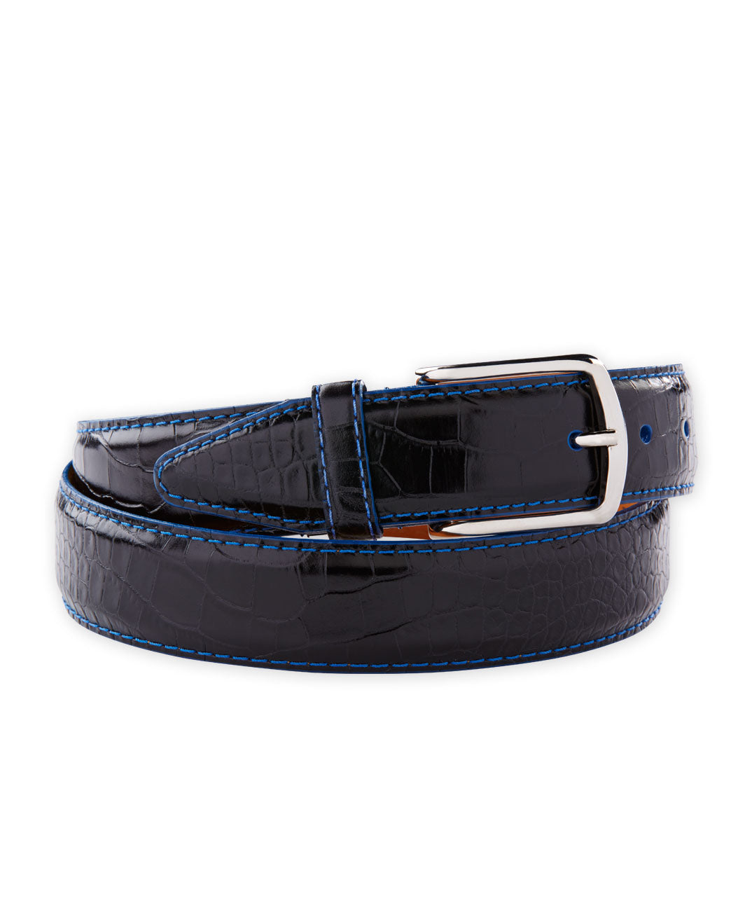 Embossed Alligator Print Calfskin Belt, Men's Big & Tall