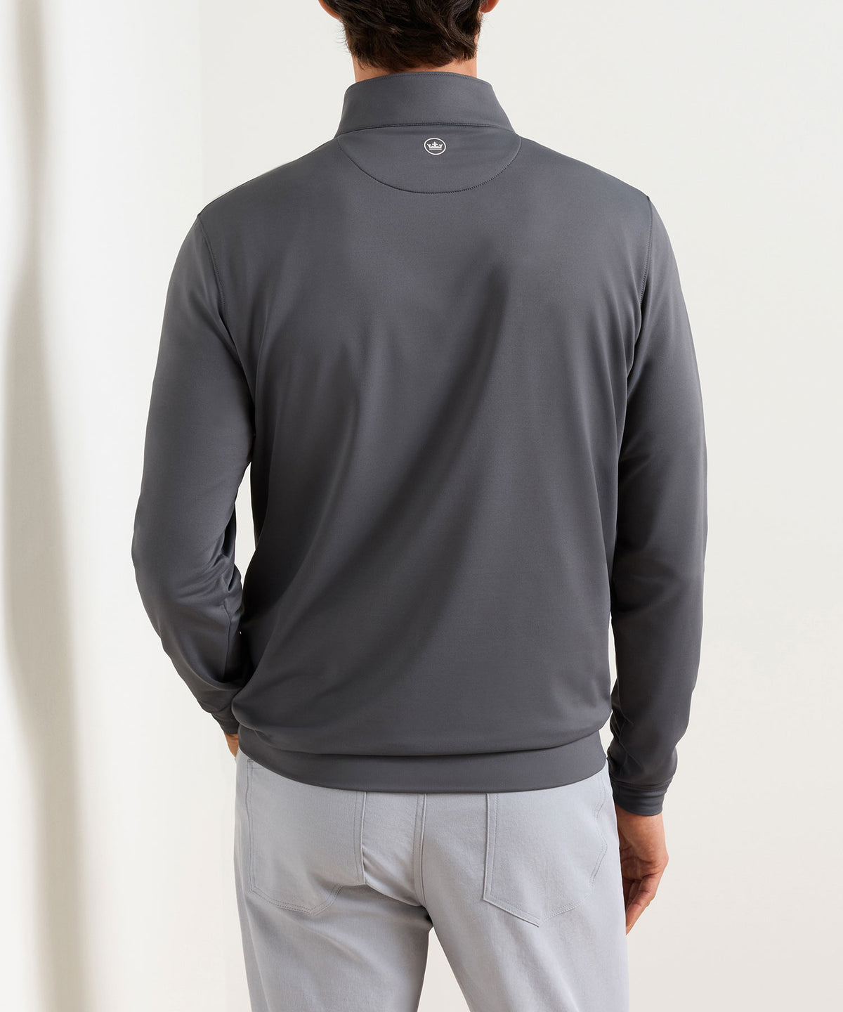 Peter Millar Perth Stretch Loop Terry Quarter-Zip Pullover - Iron, Men's Big & Tall