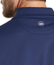 Peter Millar Perth pullover in navy, back view with Peter Millar logo and fabric detail