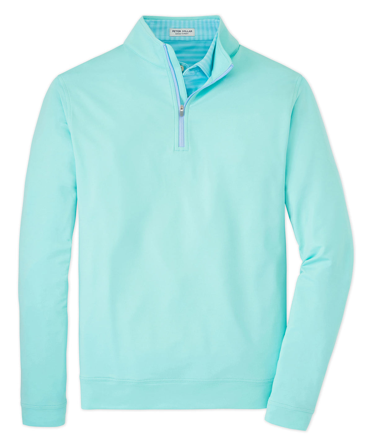 Peter Millar Perth Stretch Loop Terry Quarter-Zip Pullover - Cabana Blue, Men's Big & Tall