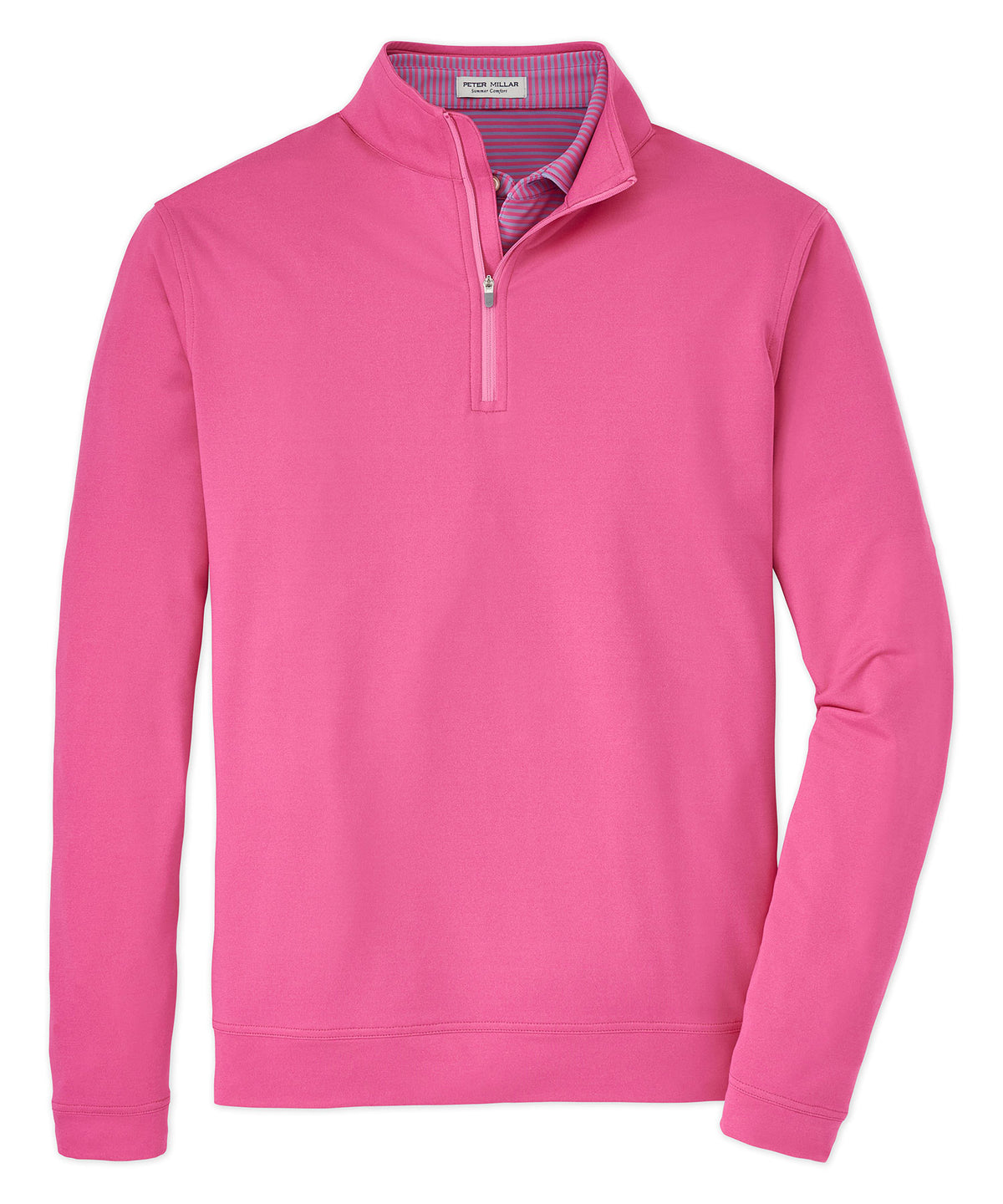 Peter Millar Perth Stretch Loop Terry Quarter-Zip Pullover - Pink Ruby, Men's Big & Tall
