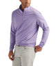 Peter Millar Perth quarter-zip in ultraviolet, side angle view on model