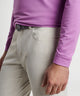 Peter Millar Perth quarter-zip in oleander, side angle showing close-up of long sleeve