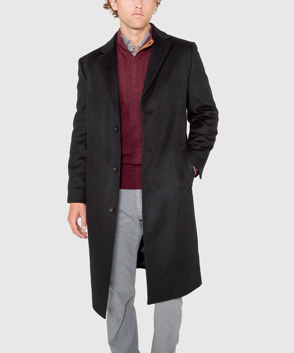 Hart Schaffner Marx Cashmere Top Coat, Men's Big & Tall
