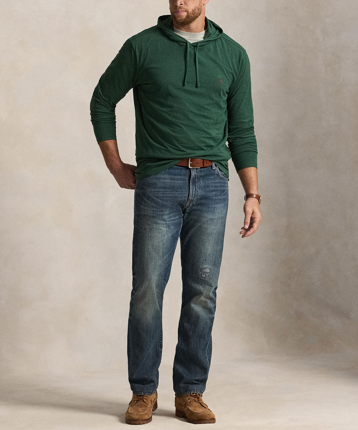 Polo Ralph Lauren Long Sleeve Hooded T-Shirt - Scotch Pine, Men's Big & Tall