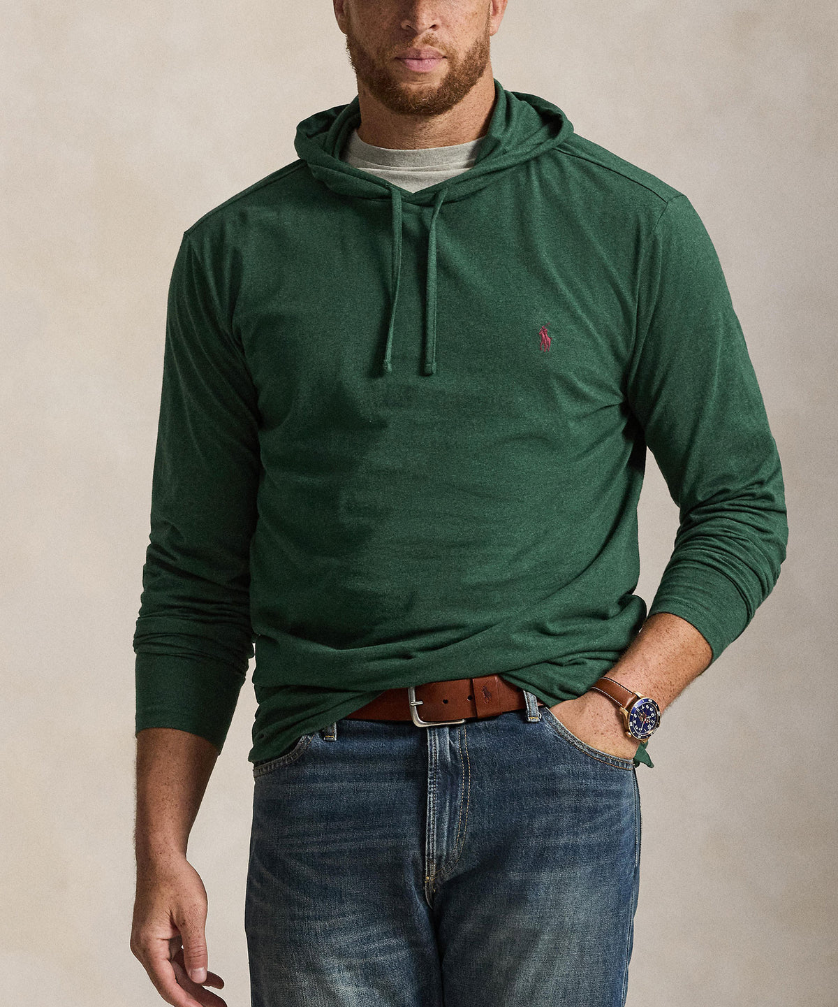 Polo Ralph Lauren Long Sleeve Hooded T-Shirt - Scotch Pine, Men's Big & Tall