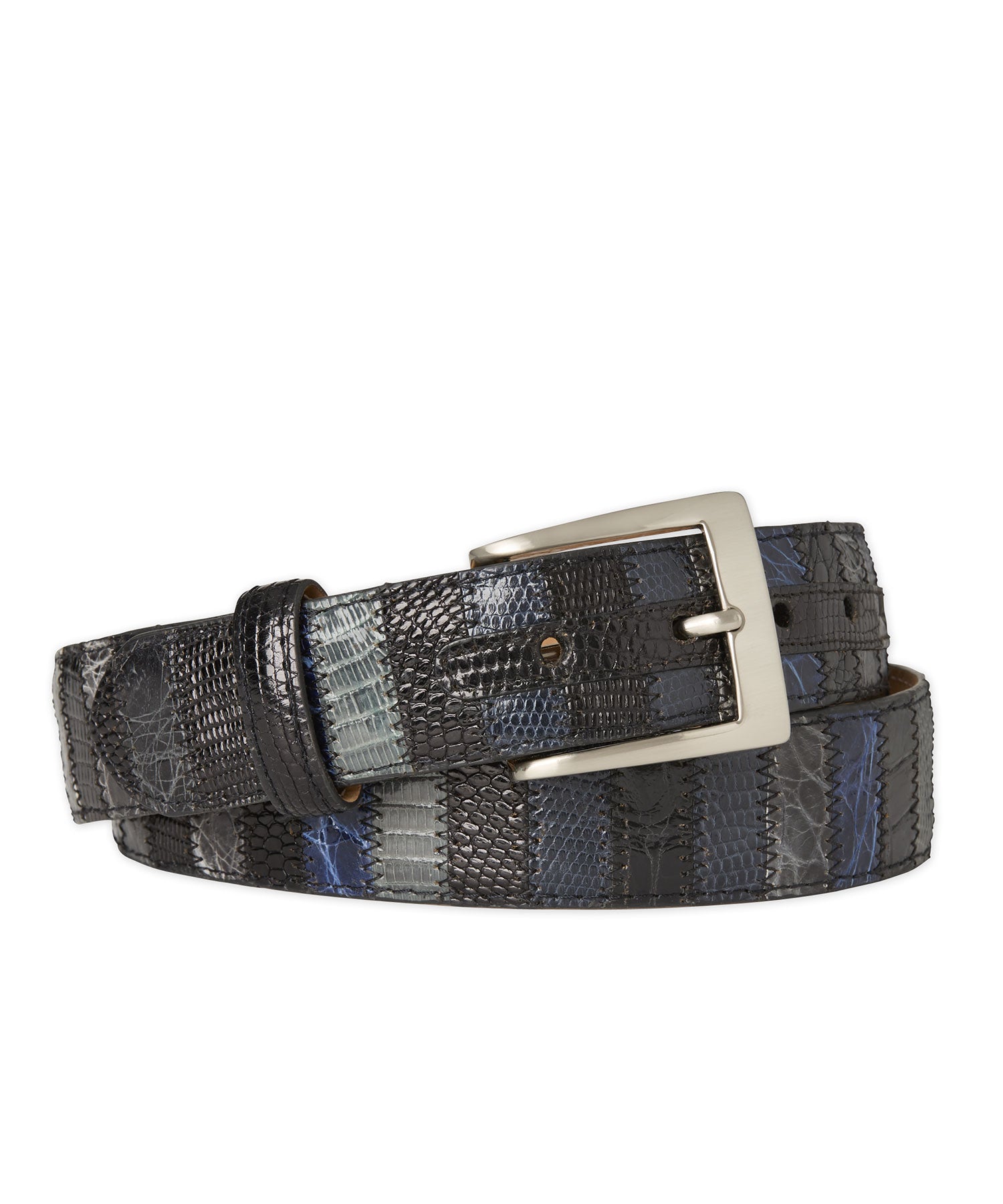 Cintura patchwork in vero alligatore nero Westport, Men's Big & Tall