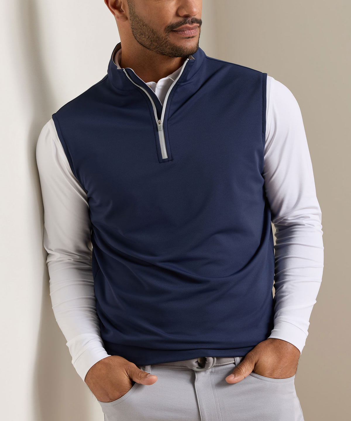 Peter Millar Galway Stretch Terry Quarter-Zip Vest, Men's Big & Tall