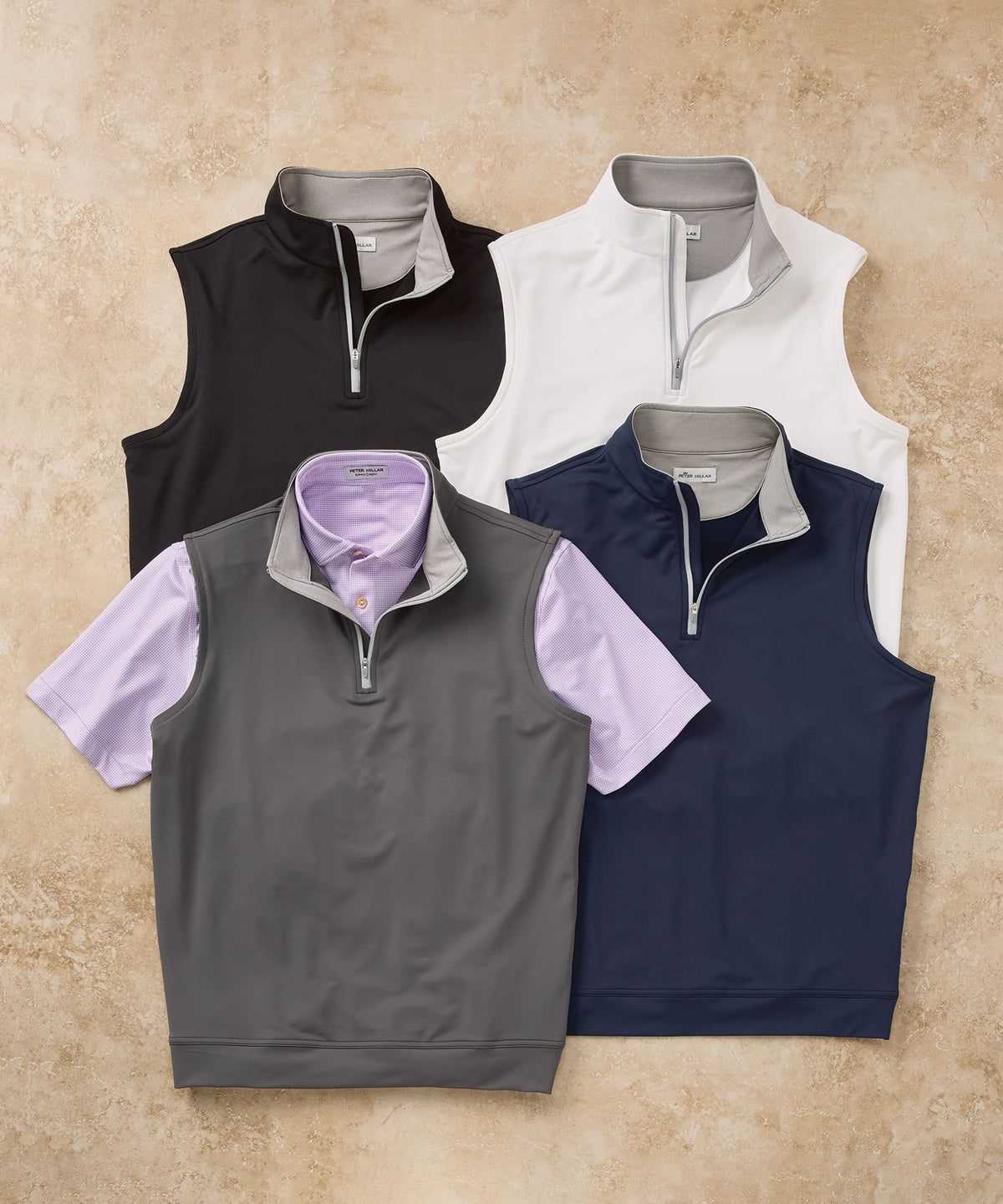 Peter Millar Galway Stretch Terry Quarter-Zip Vest, Men's Big & Tall
