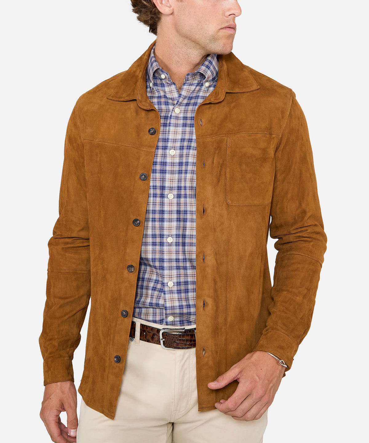 Westport Black Italian Goat Suede Shirt Jacket, Men's Big & Tall