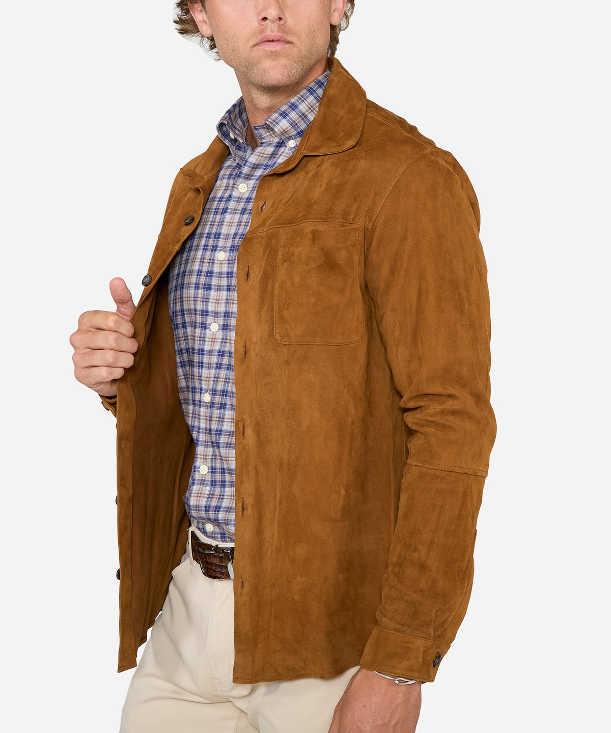 Westport Black Italian Goat Suede Shirt Jacket, Men's Big & Tall