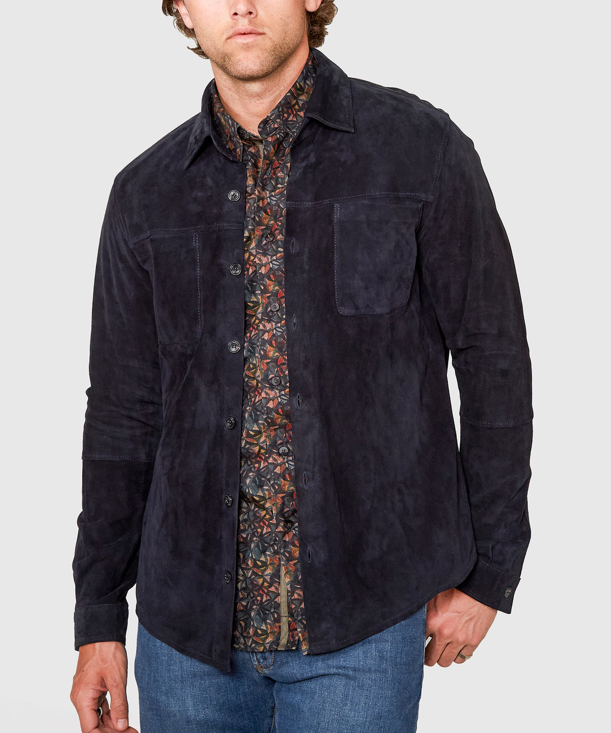 Westport Black Italian Goat Suede Shirt Jacket, Men's Big & Tall