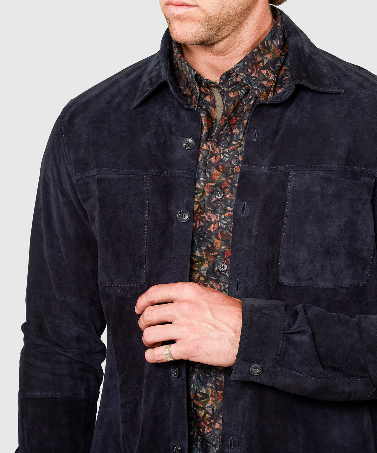 Westport Black Italian Goat Suede Shirt Jacket, Men's Big & Tall