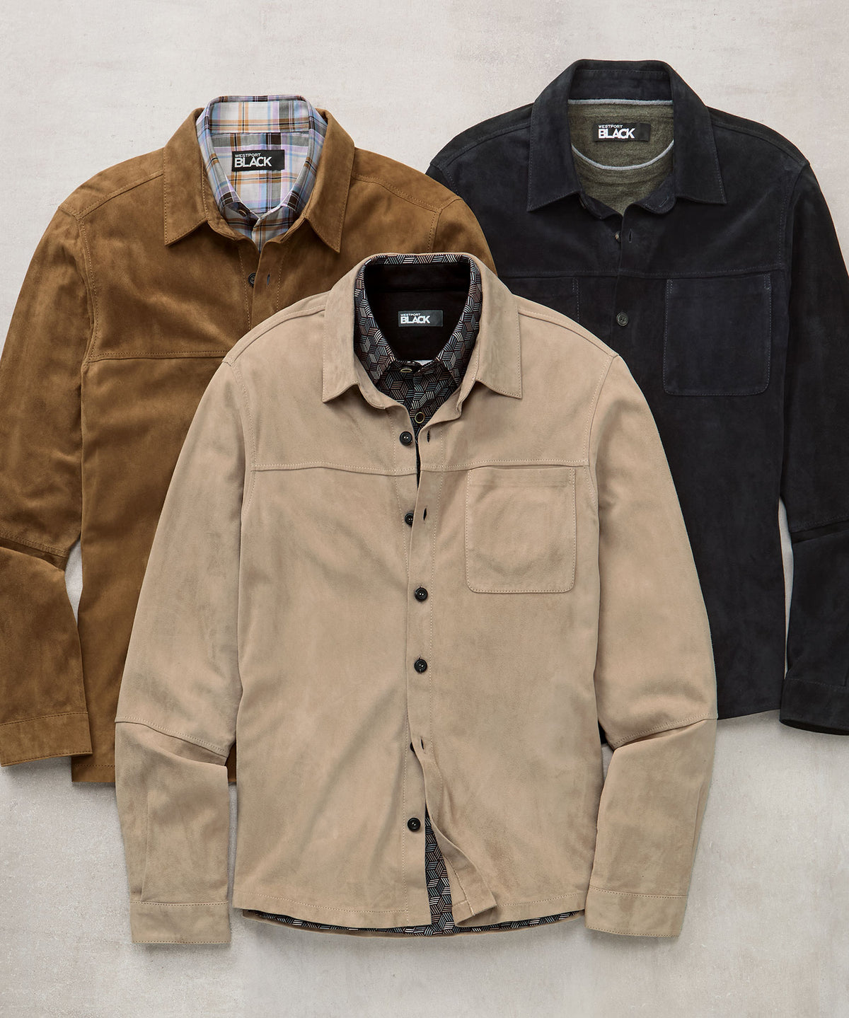 Westport Black Italian Goat Suede Shirt Jacket, Men's Big & Tall