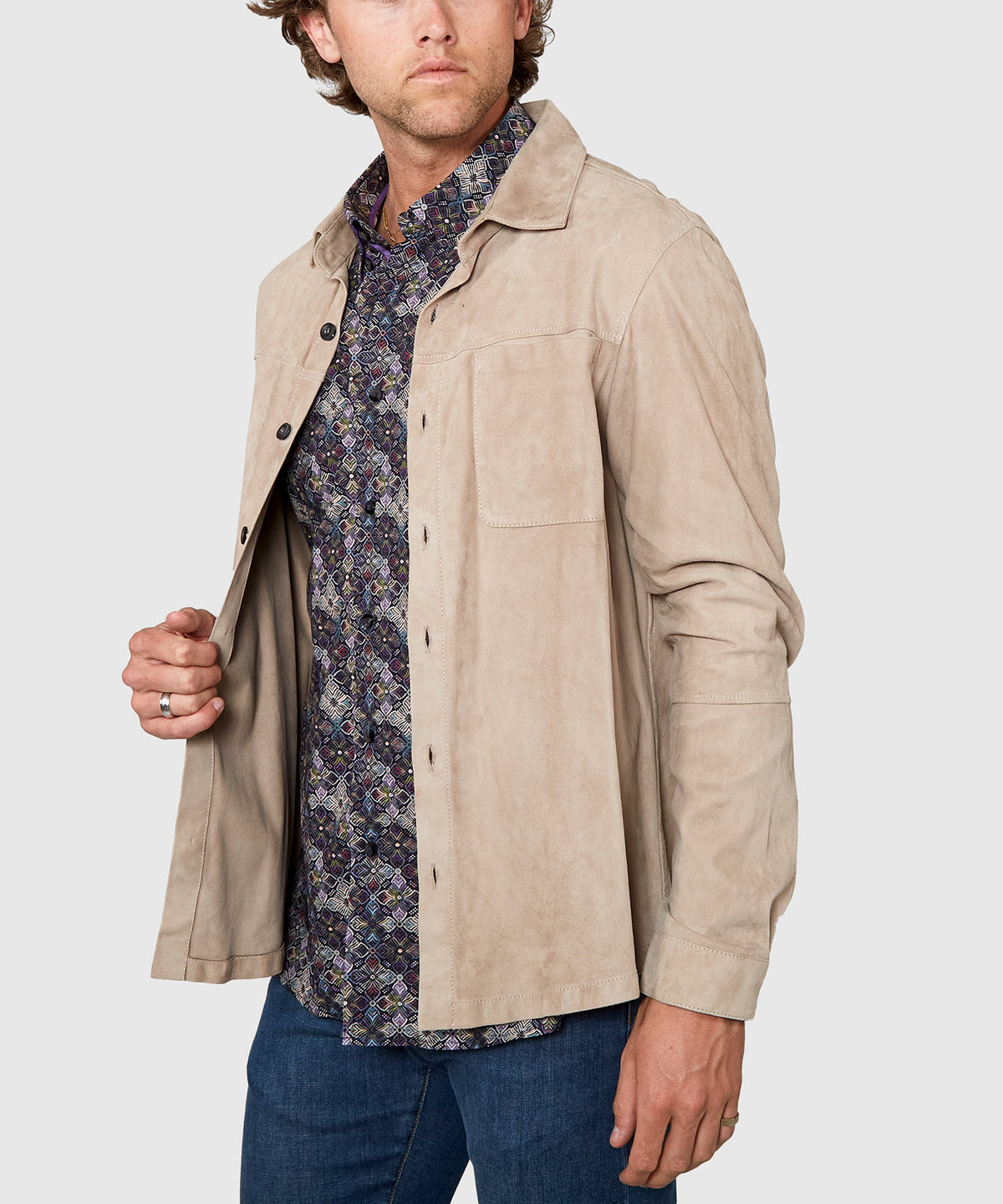 Westport Black Italian Goat Suede Shirt Jacket, Men's Big & Tall