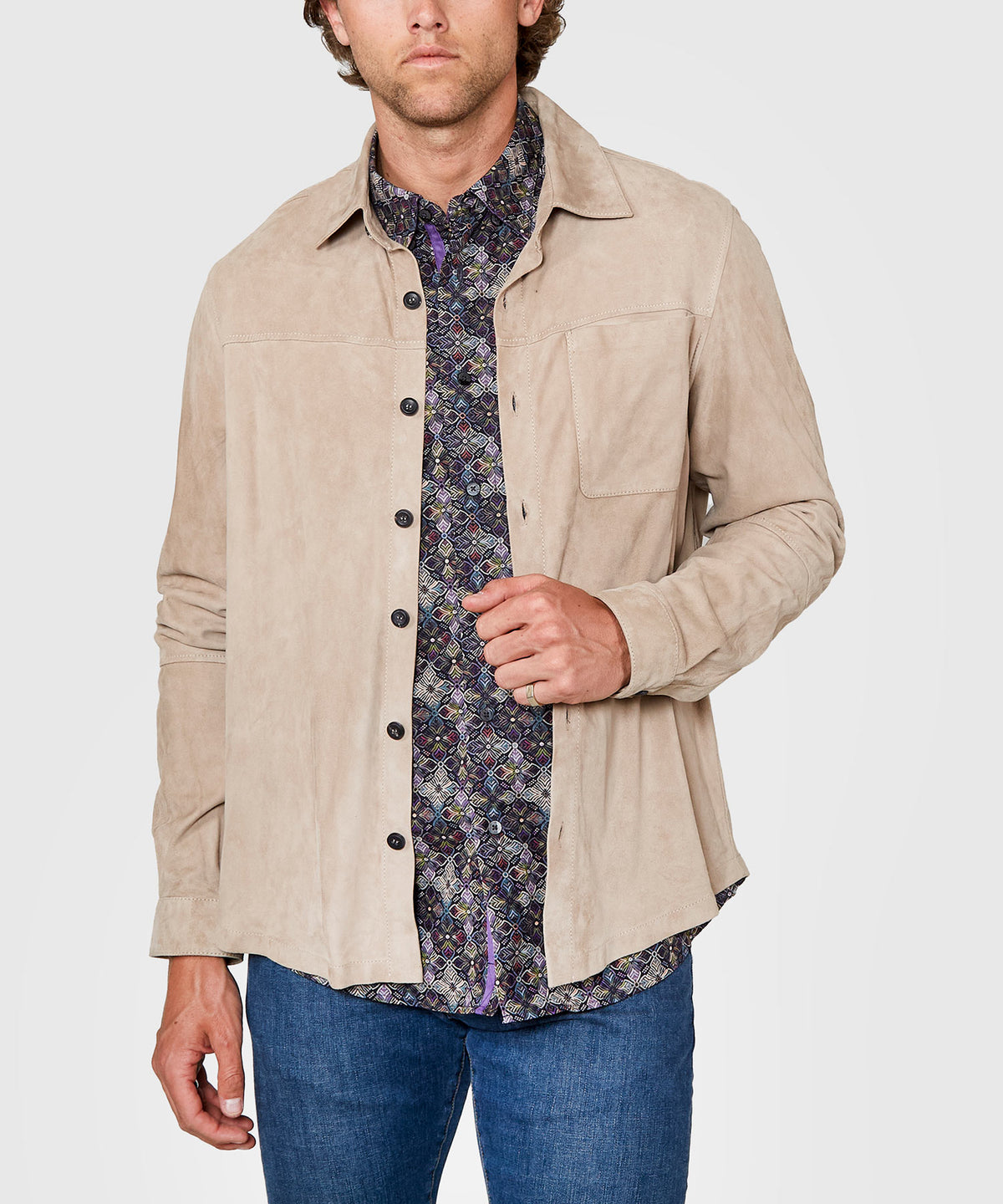 Westport Black Italian Goat Suede Shirt Jacket, Men's Big & Tall