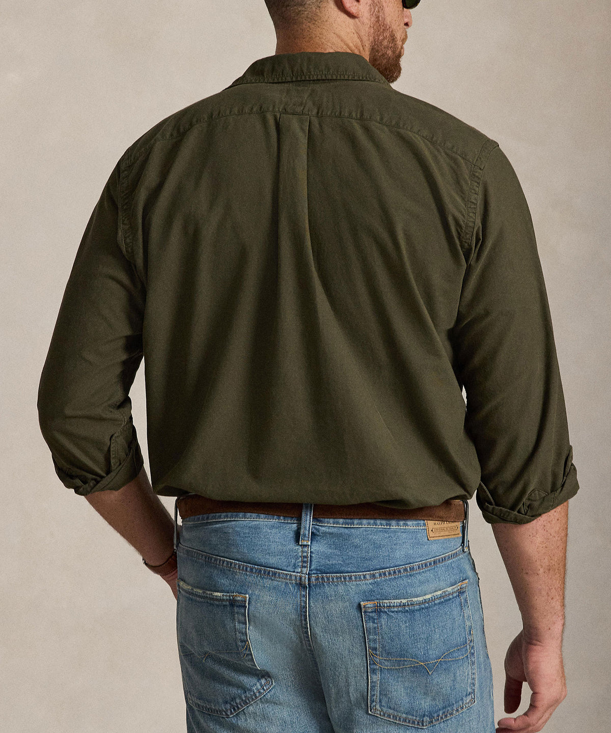 Polo Ralph Lauren Long Sleeve Garment Dyed Oxford Sport Shirt - Company Olive, Men's Big & Tall