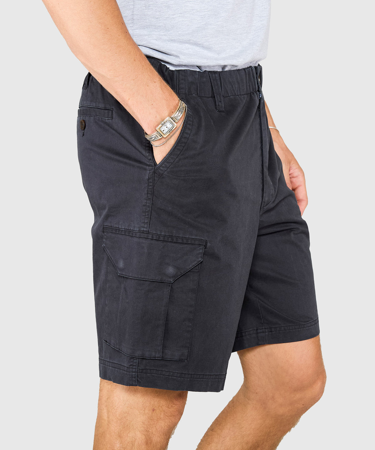 Westport 1989 Stretch Twill Elastic Waist Cargo Shorts, Men's Big & Tall