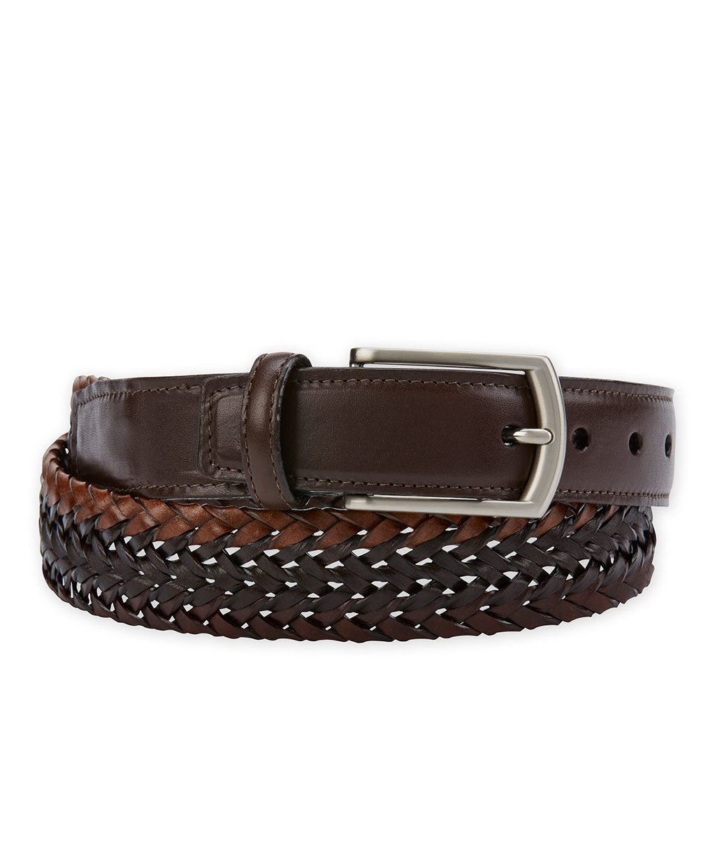 Italian Brown Leather Braided Belt