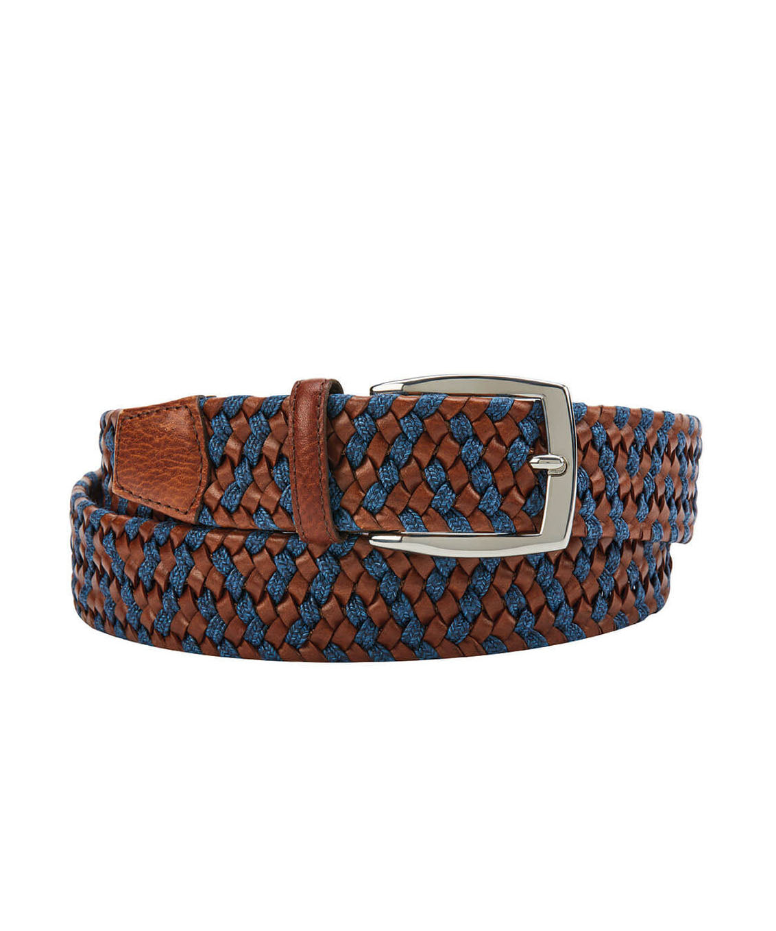 Italian Leather &amp; Linen Elastic Braid Belt