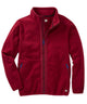 Burgundy polar fleece jacket with full-zip front, stand collar, and zip pockets