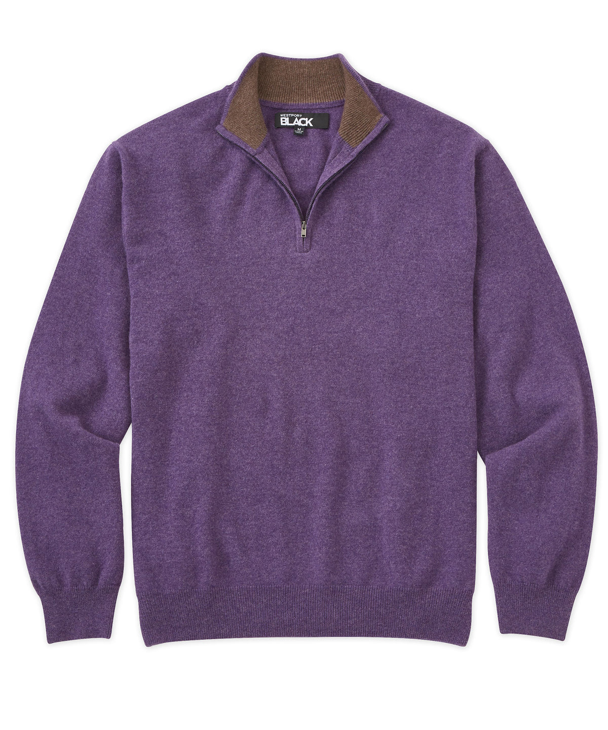 Westport Black Cashmere Quarter-Zip Sweater, Men's Big & Tall