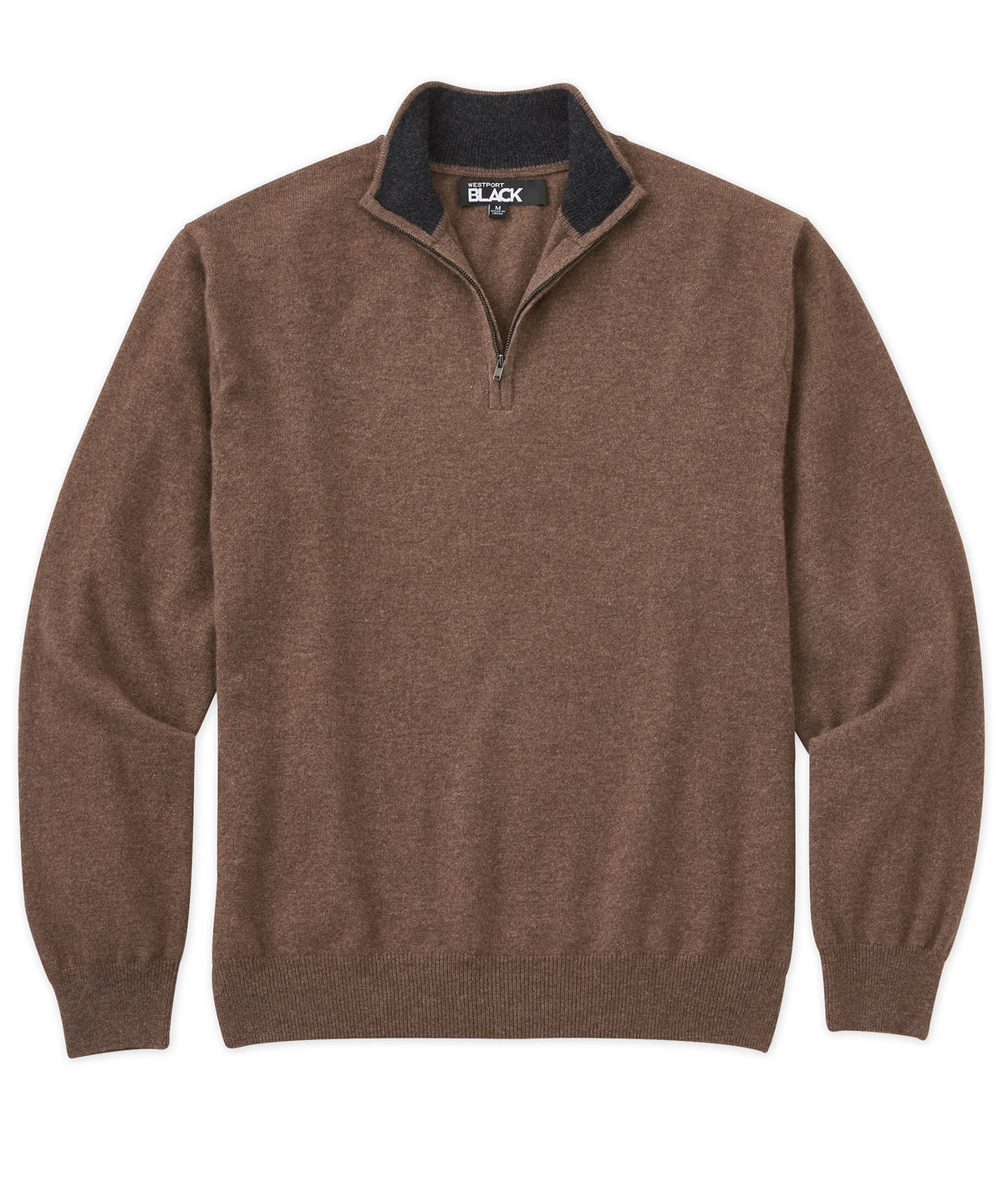 Westport Black Cashmere Quarter-Zip Sweater, Big & Tall